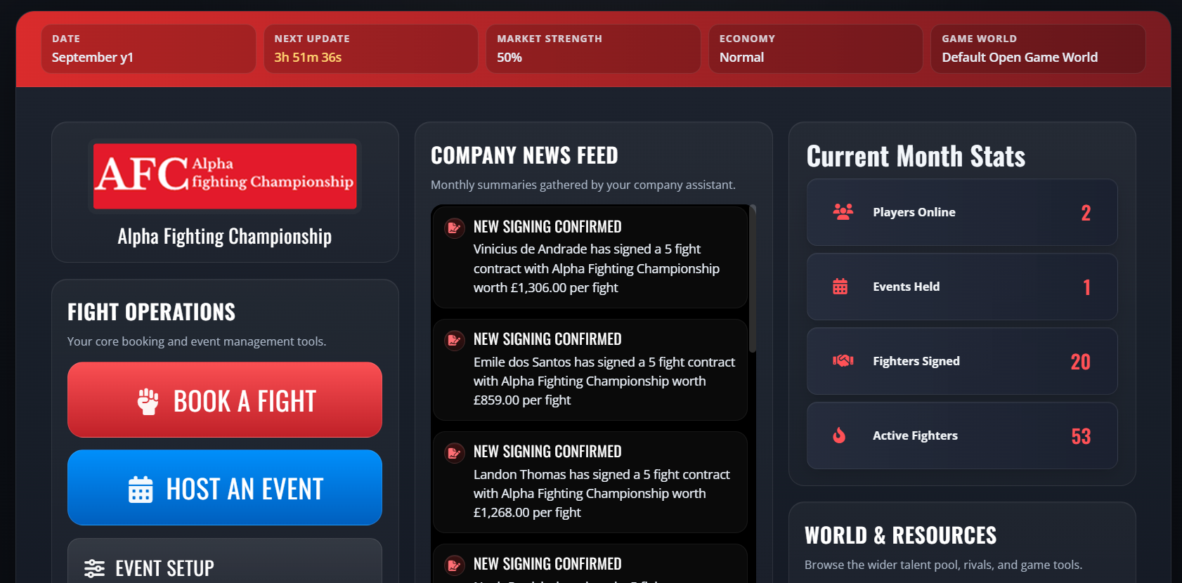 MMA Sim management interface